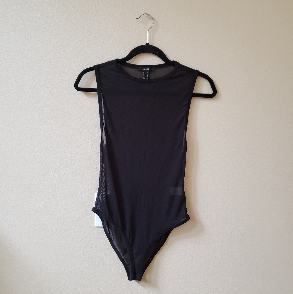 Black mesh bodysuit